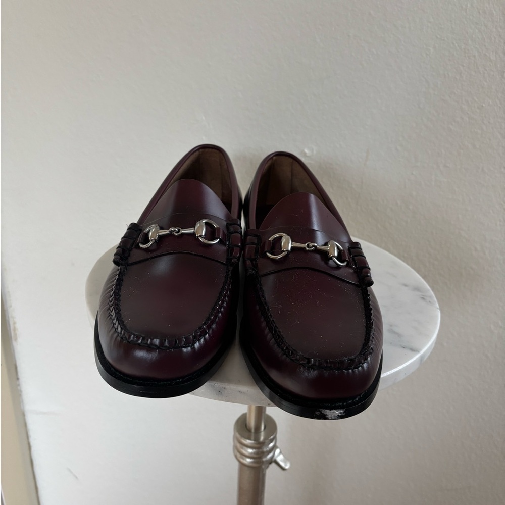 GH Bass Dark Brown Leather Loafers with Silver Accents - Picture 6 of 7